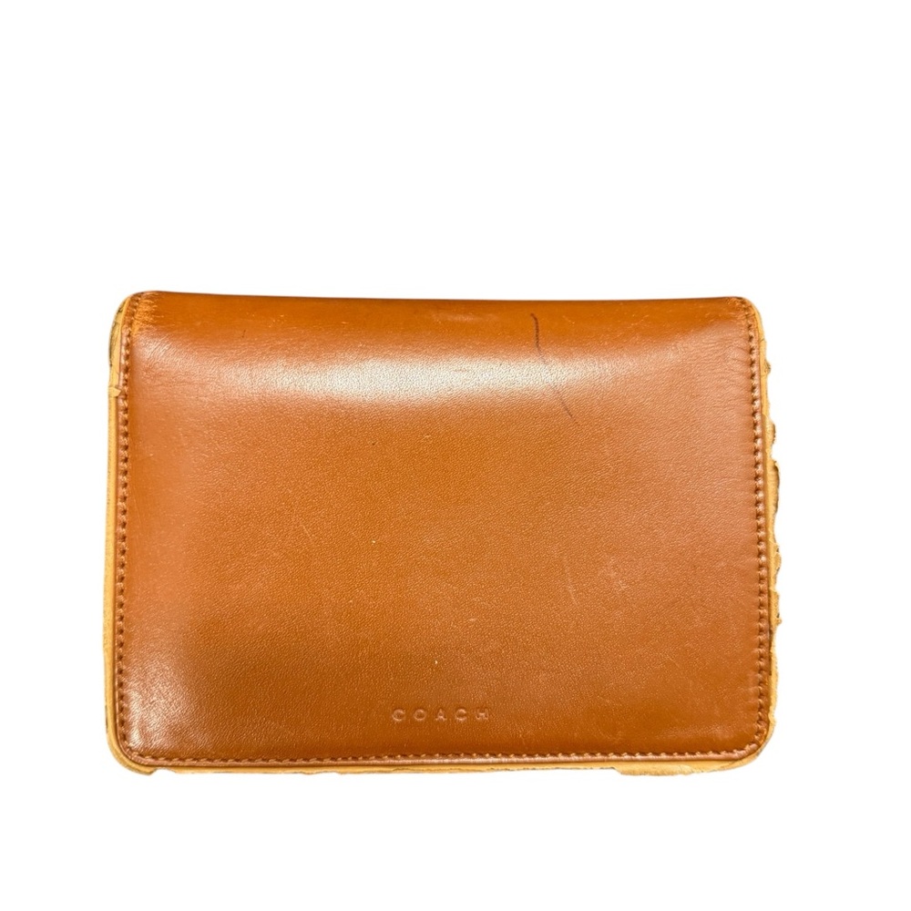 Vintage Coach Tan Leather Snap Bifold Wallet Card Holder 90s Used